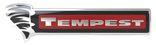 Tempest Conversions Logo Tempest Conversions Logo - A red rectangle with the word "Tempest" written in silver, with a tornado symbol to the left.