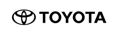 A Toyota brand logo, two black ovals intersecting eachother to form a stylized T shape, with the word "Toyota" to the right, on a white background.